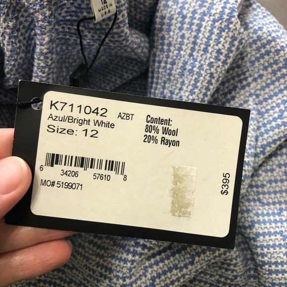 NWT St. John Wool Blend Tweed Pencil Skirt in Azul Blue Bright White - Size 12 - Picture 5 of 5